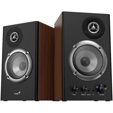 genius Boxe Genius 2.0, Rms: 36W (2 X 18W), Amplificare Integrata, Black Amp Brown Wood, Sp-Hf1200B31730049400