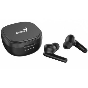 genius CASTI Genius, HS-M910BT, TWS, wireless, intraauriculare - butoni, pt smartphone, microfon pe casca, conectare prin Bluetooth 5.0, negru, USB-C,