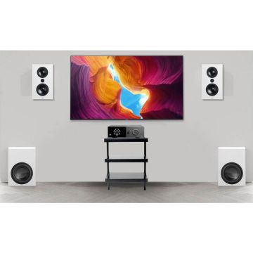 Lyngdorf Sistem Stereo Lyngdorf TDAI-1120 + boxe de perete full-range FR-1 + 2x Subwoofer BW-2, Alb