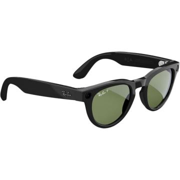 Ray-Ban Ochelari Smart Ray-Ban Meta Headliner, Marime M, 32 GB stocare, Camera Foto 12mp, 5 microfoane, difuzoare, Wifi 6, Meta AI, Standard, Verde-Polarizat, Negru-Lucios