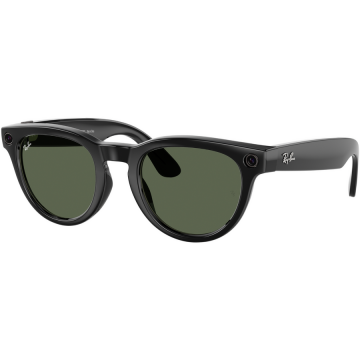 Ray-Ban Ochelari Smart Ray-Ban Meta Headliner, Marime L, Low Bridge Fit, 32 GB stocare, Camera Foto 12mp, 5 microfoane, difuzoare, Wifi 6, Meta AI, Standard, Verde, Negru-Lucios