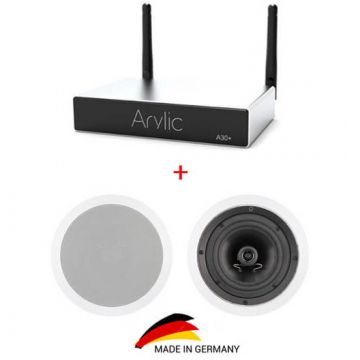 Tibo Pachet sonorizare stereo multiroom prin streaming cu ARYLIC A30+ si 2 boxe de tavan Inakustik Ambientone R1