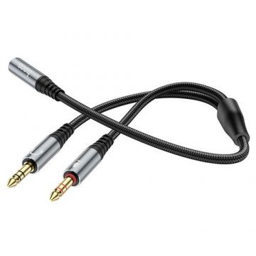 Adaptor Audio 3.5mm - 2 x 3.5mm HOCO UPA21, 0.25m, Negru