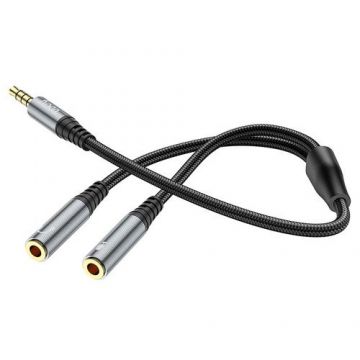 Adaptor Audio 3.5mm - 2 x 3.5mm HOCO UPA21-2, 0.25m, Negru