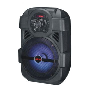 Boxa portabila activa Akai ABTS-808L, 10 W, Bluetooth, USB, Aux in, radio FM, digital karaoke, negru, microfon