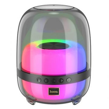 Boxa portabila hoco BS58 Crystal Colorful Luminous Bluetooth 5.1 Speaker, 10W, IPX6, Autonomie 12 ore, Negru