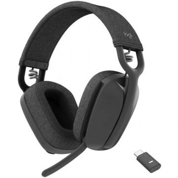 Casca Office/Call Center Logitech Zone Vibe TEAMS, ZOOM,GOOGLE, Microfon, Bluetooth 5.2, Noise-canceling (Negru)