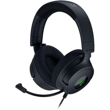 Casti gaming Razer Kraken V4 X, frecventa raspuns 20 Hz – 28 kHz, impendanta 32 Ω, driver customized Dynamic 40 mm Drivers, sensibilitate 96 dBSPL/mW at 1 kHz by HATS, frecventa microfon 100 Hz – 10 kHz, sensibilitate microfon -42 ± 3 dBV/Pa, 1 kHz,