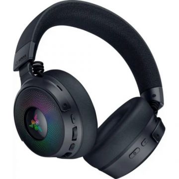 Casti Razer Kraken V4 Pro, wireless, bluetooth, cu fir, frecventa raspuns 20 Hz – 28 kHz, conectivitate wireless: 2.4 GHz Wireless prin OLED Control Hub sau Bluetooth 5.3, cu fir USB-A sau 3.5mm, microfon retractabil Razer™ HyperClear Super Wideband