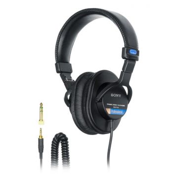 Casti Studio Stereo Sony MDR7506, Conector 3.5/6.35mm, Driver 40mm, Cablu 3m, Husa calatorie (Negru)