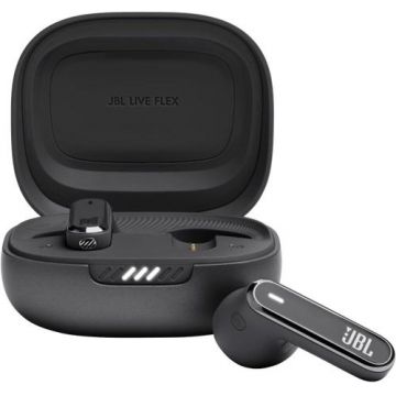 Casti True Wireless JBL Live Flex, Bluetooth 5.3, ANC, Microfon, Control tactil (Negru)