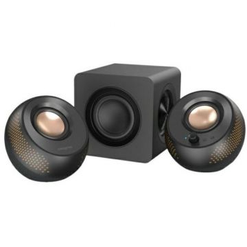 Creative Set 2 boxe PC cu subwoofer, Creative, Pebble X Plus 2.1, Bluetooth, RGB, Negru