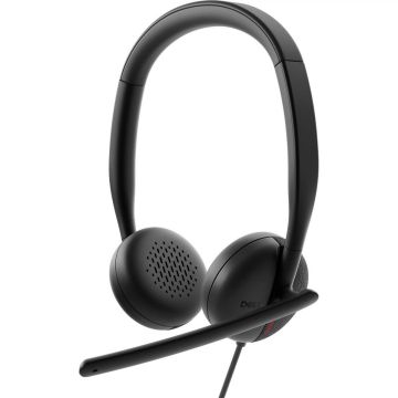 DELL WIRED HEADSET WH3024, Tech Specs: Audio (output/speaker): Speaker Size 28mm, Frequency Response 20Hz - 20kHz, Frequency Response (talk mode) 100Hz - 8kHz, Speaker Driver Sensitivity 119dB @ 1mW/1kHz, Noise cancellation Passive, User Hearing