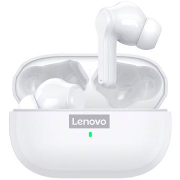 Lenovo Casti In-Ear Wireless, Lenovo LP1S, Bluetooth 5.0, HIFI, IPX4, Reducere zgomot, Alb