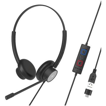 Tellur Casti Tellur Voice 320, Binaural, USB, Adaptor Type-C, Negru