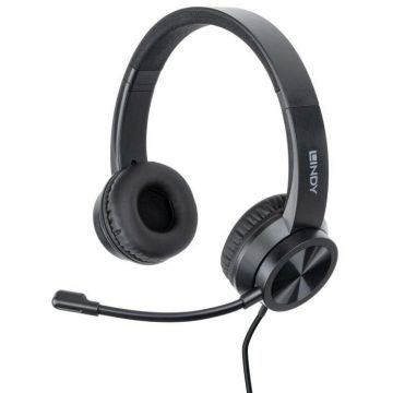 Lindy Casti Lindy Office, interfata USB-C, impendanta 32 Ohm, nivel sunet < -79dBA, frecventa raspuns 20 - 20K Hz, Negru Lindy Casti Lindy Office, interfata USB-C, impendanta 32 Ohm, nivel sunet < -79dBA, frecventa raspuns 20 - 20K Hz, Negru