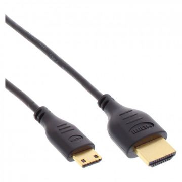 Cablu slim mini HDMI-C la HDMI 4K60Hz 0.3m, InLine IL17533C